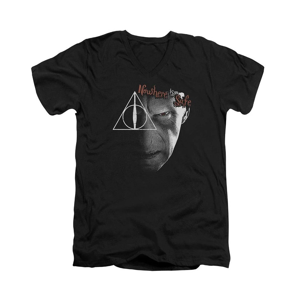 Harry Potter Men's Nowhere Is Safe Short Sleeve Adult V Neck Premium Cotton Tee / T-Shirt
