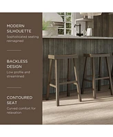 Maven Lane Vincent Wooden Rustic Kitchen Bar Stool, Antiqued Grey, Set of 2