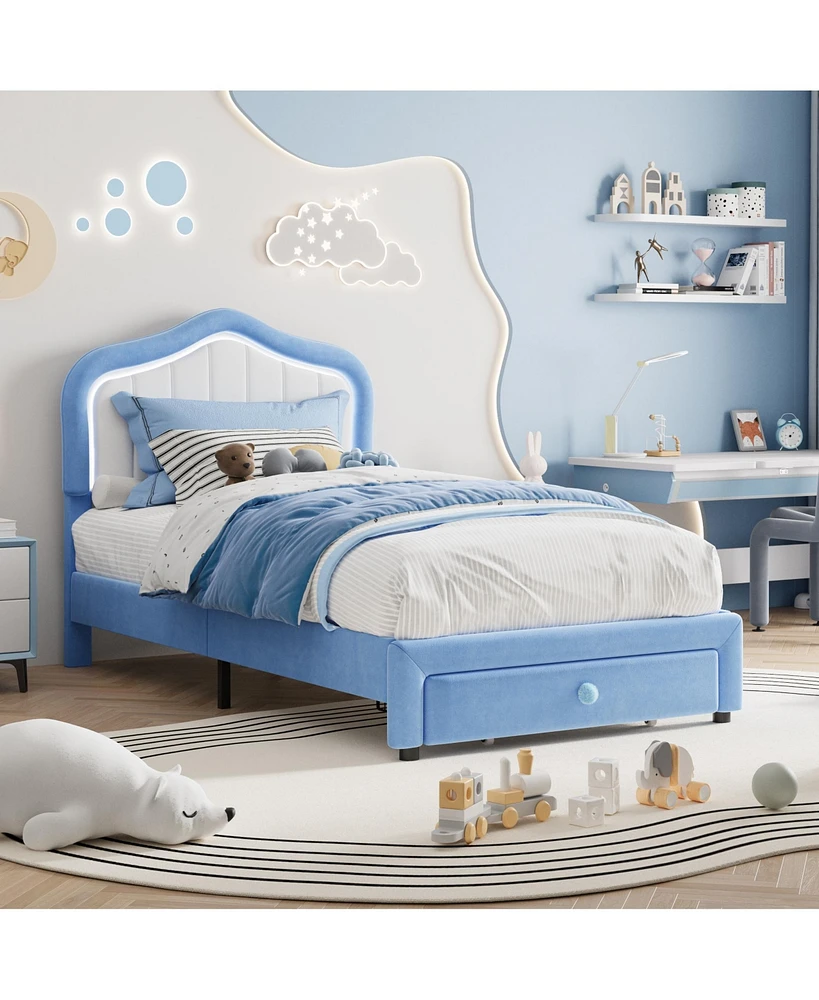 gaomon Twin Upholstered Bed Frame with Storage Drawers