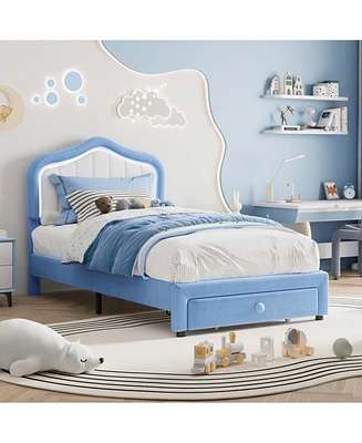 gaomon Twin Upholstered Bed Frame with Storage Drawers