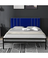 gaomon Platform Bed Frame with Velvet Headboard