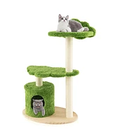 Gymax 38'' Cute Cat Tree Cat Condo Furniture w/ Fully Wrapped Sisal Scratching Posts