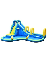 Gymax Kids Inflatable Water Park Bounce House with Blower