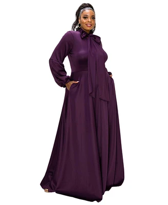 L I V D Plus Bella Donna Dress with Ribbon and Bishop Sleeves