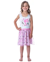 Barbie Toddler Tie-Dye Tank Nightgown Pajama With Tulle Skirt Overlay