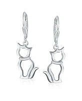 Bling Jewelry Best Friend Animal Lover Dangle Earrings Sterling Silver Cat Design