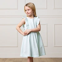 Hope & Henry Girls' Organic Seersucker Flutter Sleeve Open Back Dress