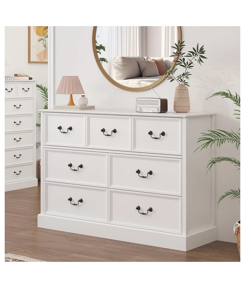 gaomon Farmhouse 7 Dresser Chests for Bedroom,48" Wood Dresser Chest