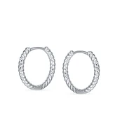 Bling Jewelry Lightweight Dainty Hoop Huggie Earrings Twist Huggies Sterling Silver 0.60 Inches