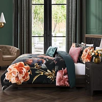 Bebejan Botanical Birds Bedding 200 Thread Count 100% Cotton Sateen 5 Piece King Size Reversible Comforter Set