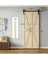 Lovmor Solid Core Natural Wood Pine Bi-fold Door without Hardware Kit