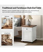 Hulala Home Yeran Traditional End Table with Hooded Caster Wheels and Adjustable Shelves