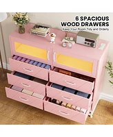 gaomon Dresser for Bedroom with Led Lights and Charging Station