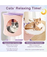 Gymax Cat Tree Cats Multi-level Cat Tower w/ Sisal Covered Scratching Posts Hammock