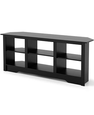 Gouun 58 Inch Tv Stand with 6 Open Storage Shelves for TVs up to 65 Inches