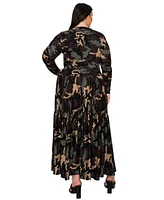 L I V D Plus Silvestra Camo Tiered Maxi Dress