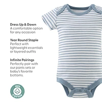 The Peanutshell Short Sleeve Cotton Bodysuits for Baby Boys, Star Stripe