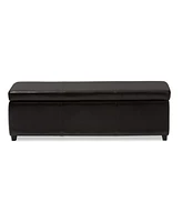 Baxton Studio Dark Brown Pu Leather Storage Bench Ottoman with Stitching