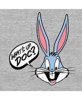 Looney Tunes Boys Bugs Bunny Speech Bubble What's Up, Doc? Youth Heather Gray Graphic Hoodie-Large