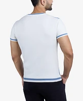 Spring + Mercer Men's Jacquard Crew Neck Short Sleeve Sweater