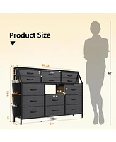 gaomon 55”W Dresser with Led Lights & Power Outlets