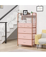5 Drawers Dresser for Bedroom, Chest of Drawers with Shelf