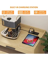 gaomon Sideboard Buffet Cabinet With Power Outlet & Led Light