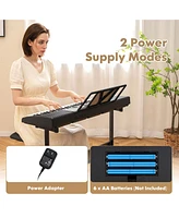 Gymax 61-Key Portable Electronic Keyboard Piano w/ Stand & Stool Complete Digital Piano Set