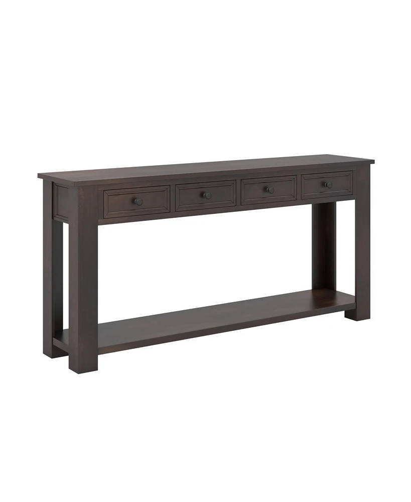 Gouun 63 Inches Farmhouse Entryway Table with 4 Storage Drawers and Open Shelf