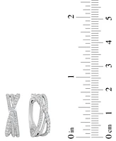 Diamond Multi-Row Crossover Small Hoop Earrings (1/2 ct. t.w.) in 10k White Gold