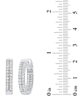 Diamond Double-Row Small Hoop Earrings (1 ct. t.w.) in 10k White Gold, 0.7"