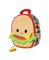 Squishmallows Carl The Cheeseburger 9.5” Lunch Tote With Carl and Floyd Keychains