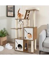 Gymax 57'' Cat Tree Tower Multi-Level Activity Center w/ Scratching Posts Perch Ladder
