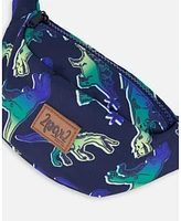 Deux par Deux Boy Printed Fanny Pack Blue And Green Dino On Navy - Toddler|Child