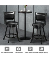 Gymax 2PCS 24'' Swivel Counter Stool Dining Chair Upholstered Seat Black