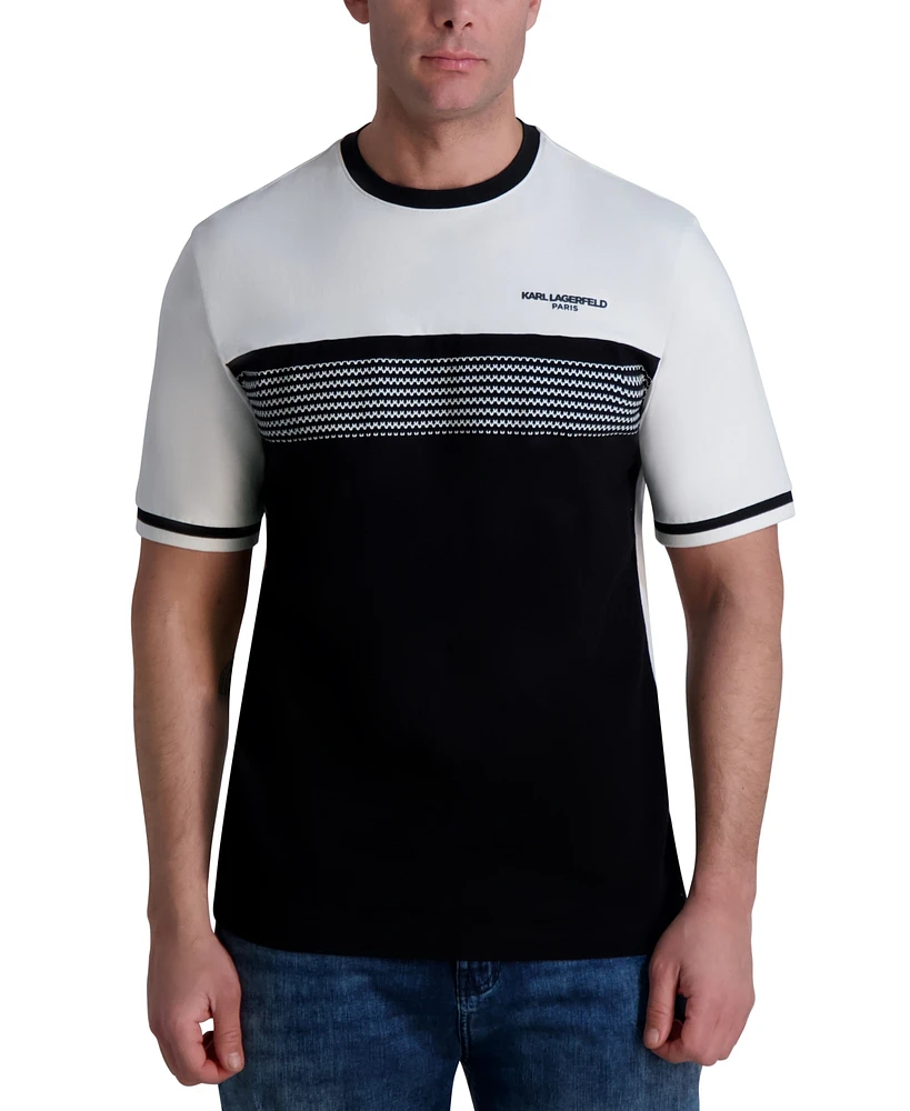 Karl Lagerfeld Paris Men's Stripe Logo T-Shirt