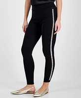 T Tahari Women's Rhinestone Fitted Pull-On Leggings