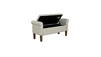 The Pop Home Upholstered Storage Bench with Rolled Armrests, Foam Cushioned Seat, Flip-Top Storage-The Pop Home