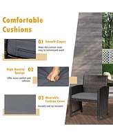 Gymax 3PCS Patio Pe Rattan Conversation Furniture Set Bistro w/ Waterproof Cover Turquoise
