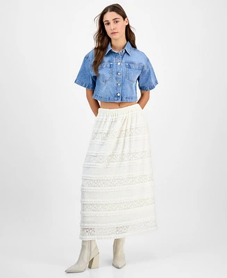 And Now This Petite Linen-Blend Lace Smocked Maxi Skirt, Exclusively at Macy's