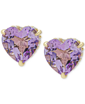 Amethyst Heart Hidden Halo Stud Earrings (1-3/8 ct. t.w.) in 14k Gold Over Sterling Silver