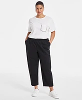 On 34th Trendy Plus Barrel-Leg Utility Pants, Exclusively at Macy's