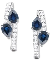 Macy's Sapphire, Ruby or Emerald (3/4 ct. t.w.) & Diamond (1/5 Bypass Hoop Earrings 14k Gold White