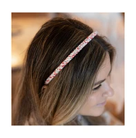 Thin Floral Headband - Red