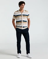 Original Penguin Men's Short Sleeve Striped Mesh Cardigan Sweater