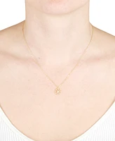 Cubic Zirconia Star Open Disc Pendant Necklace in 14k Gold-Plated Sterling Silver, 16" + 2" extender