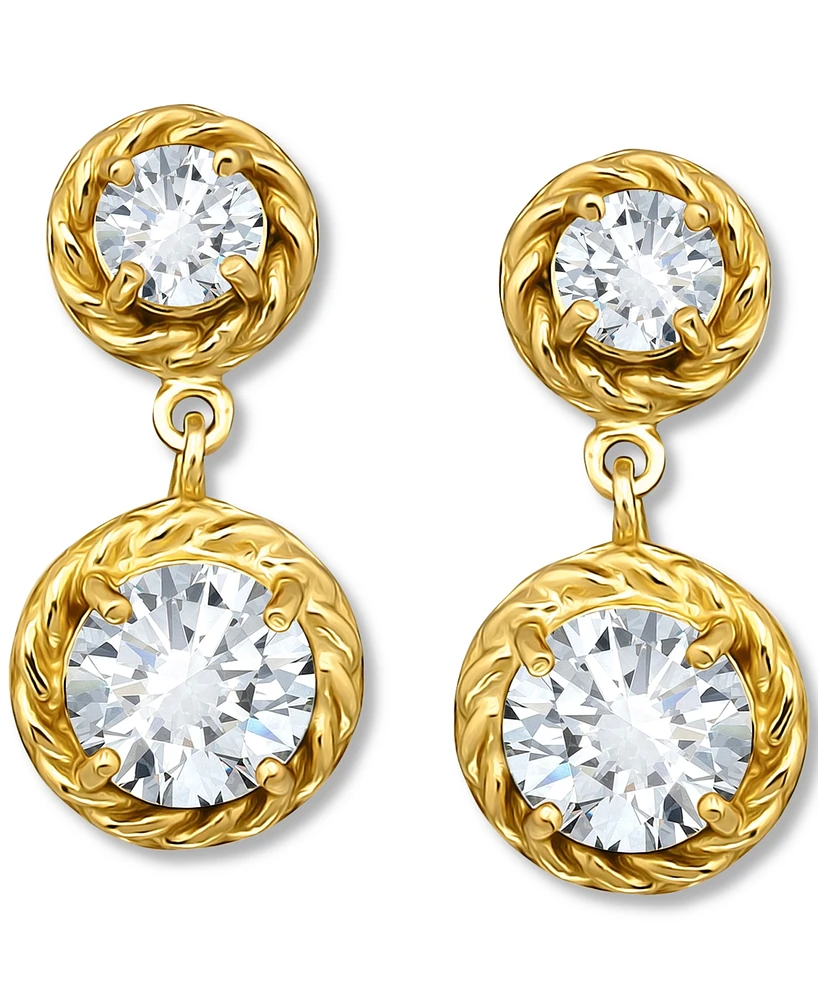 Giani Bernini Cubic Zirconia Rope Frame Double Drop Earrings 18k Gold-Plated Sterling Silver, Exclusively at Macy's