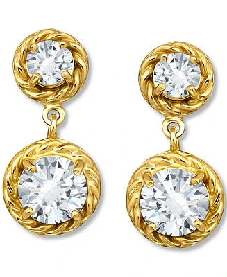 Giani Bernini Cubic Zirconia Rope Frame Double Drop Earrings 18k Gold-Plated Sterling Silver, Exclusively at Macy's