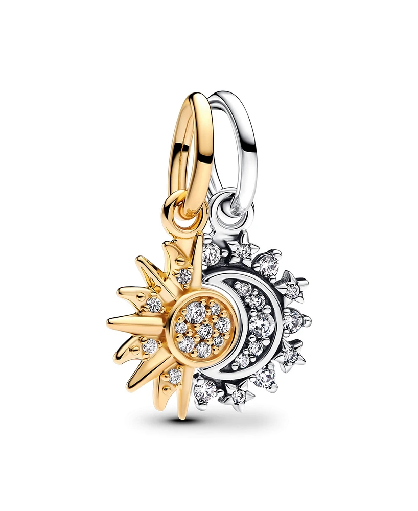 Pandora Two-Tone Sterling Splitable Sun Moon Dangle Charm