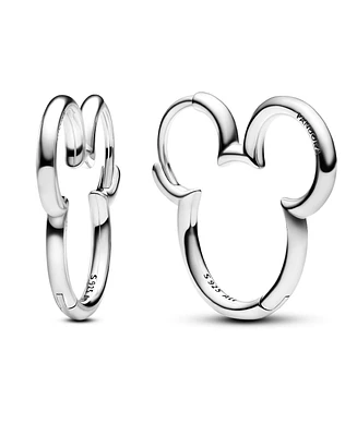 Pandora Sterling Silver Disney Mickey Mouse Silhouette Hoop Earrings